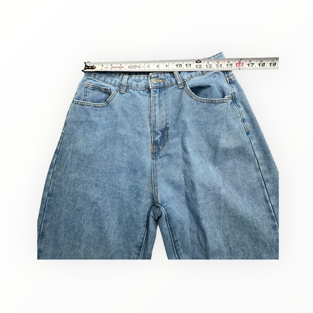 SHEIN Jeans Womens L Light Blue Wide Leg High Waisted Flared Denim Pants - Picture 8 of 12